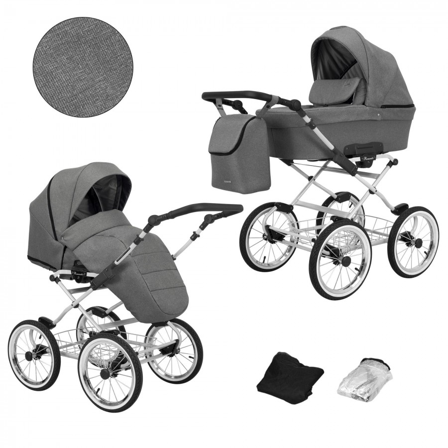 Kinderwagen Kunert Romantic Silber | Grau | 2 in 1 (Babywanne + Buggy)