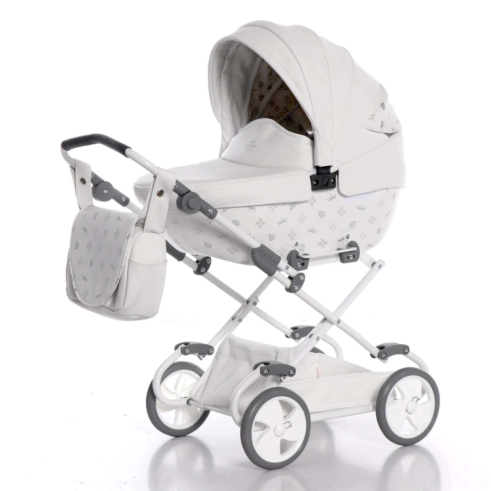rattan puppenwagen Wicker-Puppenwagen mit Besatz, Kissen und Decke – wickerstories main image 1
