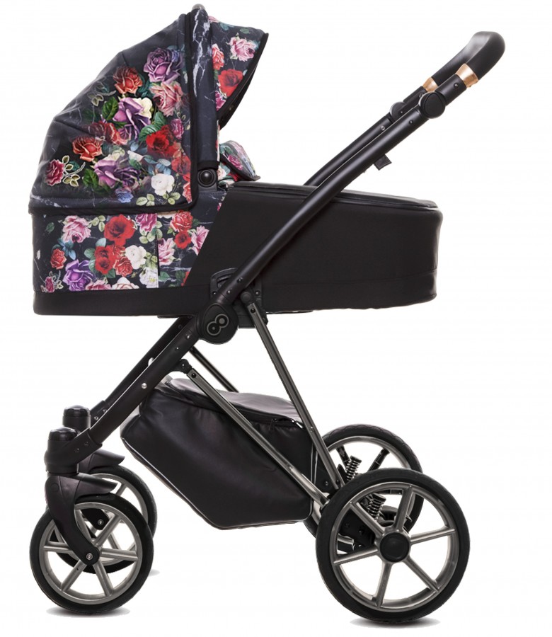 Babyactive Musse Rose Kombi-Kinderwagen | 2 in 1 (Babywanne + Buggy) | 3 in 1 mit Babyschale (Autositz) | 4 in 1 mit Babyschale und Isofix Station | Dunkle Rose | Rahmenfarbe: Chrom