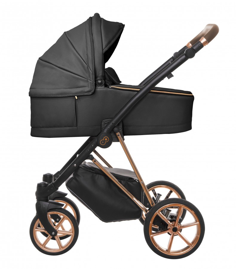 Babyactive Musse Royal Kombi-Kinderwagen | 2 in 1 (Babywanne + Buggy) | 3 in 1 mit Babyschale (Autositz) | 4 in 1 mit Babyschale und Isofix Station | Onyx