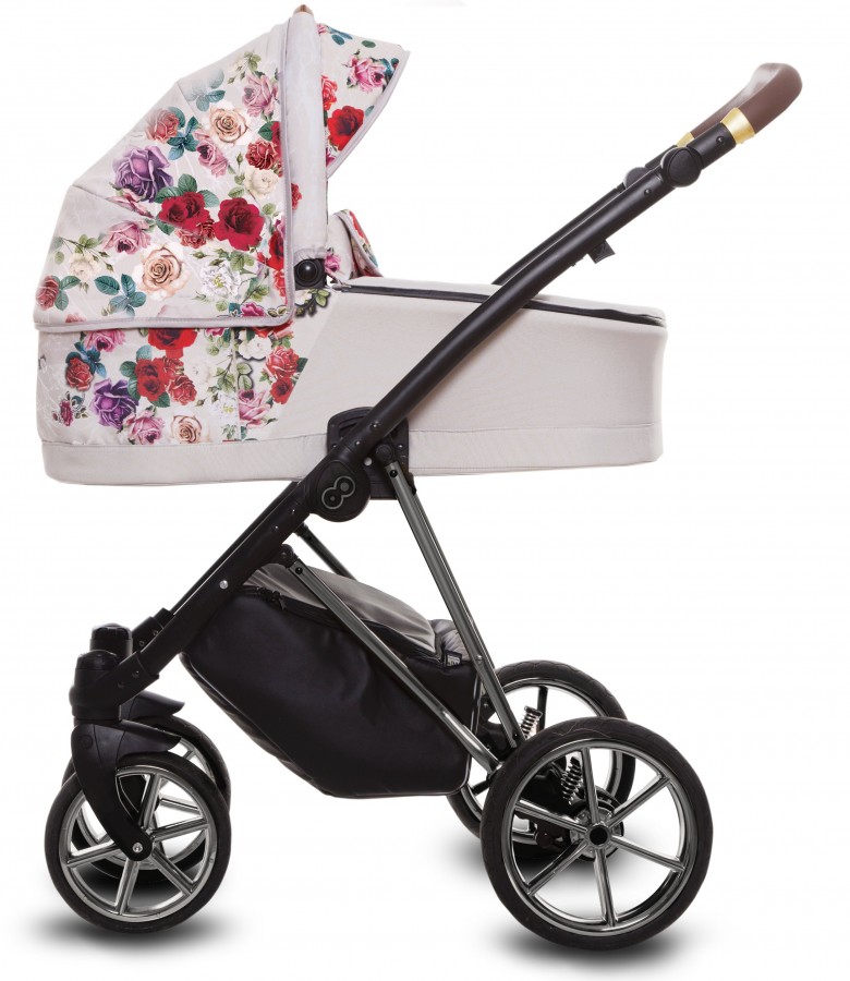 Babyactive Musse Rose Kombi-Kinderwagen | 2 in 1 (Babywanne + Buggy) | 3 in 1 mit Babyschale (Autositz) | 4 in 1 mit Babyschale und Isofix Station | Helle Rose | Rahmenfarbe: Chrom