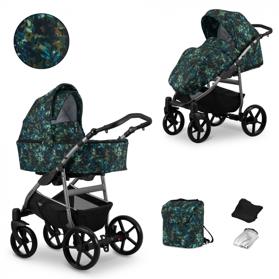 Kinderwagen Kunert Mata Grau | Blätter | 2 in 1 (Babywanne + Buggy)