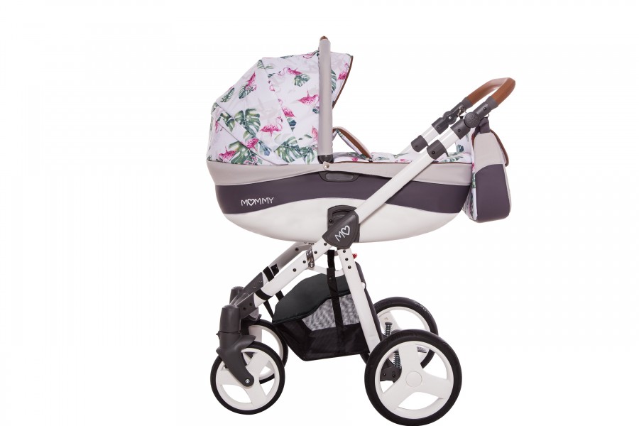 Babyactive Mommy Classic Kombi-Kinderwagen | 2 in 1 (Babywanne + Buggy) | 3 in 1 mit Babyschale (Autositz) | 4 in 1 mit Babyschale und Isofix Station | Flamingo