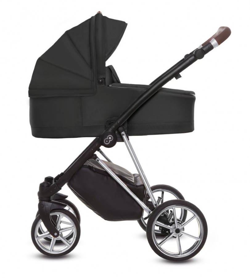 Babyactive Musse Ultra Kombi-Kinderwagen | 2 in 1 (Babywanne + Buggy) | 3 in 1 mit Babyschale (Autositz) | 4 in 1 mit Babyschale und Isofix Station | Schwarz | Rahmenfarbe: Silber