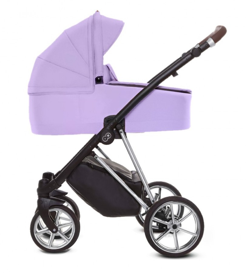 Babyactive Musse Ultra Kombi-Kinderwagen | 2 in 1 (Babywanne + Buggy) | 3 in 1 mit Babyschale (Autositz) | 4 in 1 mit Babyschale und Isofix Station | Flieder | Rahmenfarbe: Silber