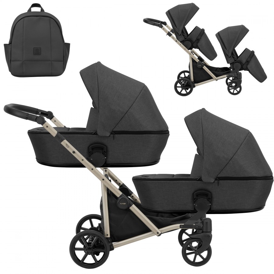 Kinderwagen Kunert Brav Champagner | Grafit | 2in1 (2x Babywanne, Sportsitz)