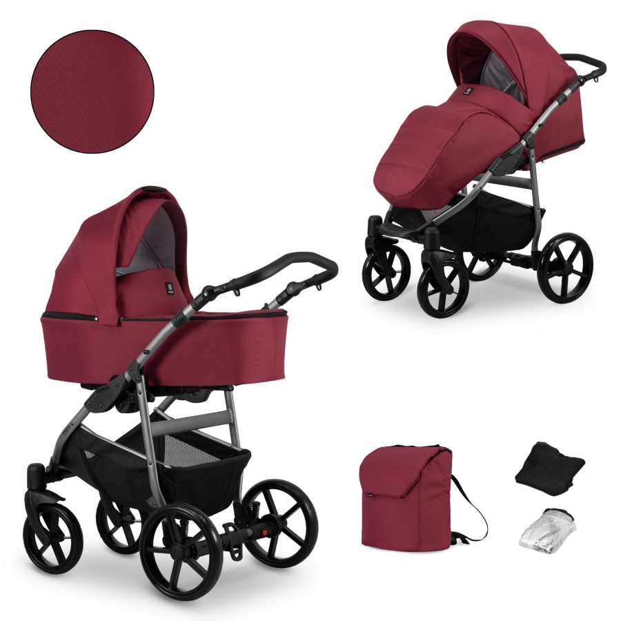 Kinderwagen Kunert Mata Grau | Burgund | 2 in 1 (Babywanne + Buggy)