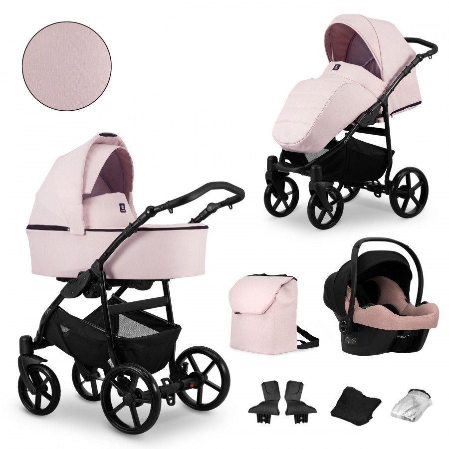 Kinderwagen Kunert Mata Schwarz | Pink | 3 in 1 mit Babyschale (Autositz)