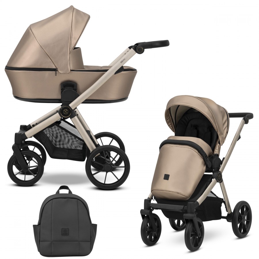 Kinderwagen Kunert Brav Champagner​ | Cappuccino Lederimitat | 2 in 1 (Babywanne + Buggy)