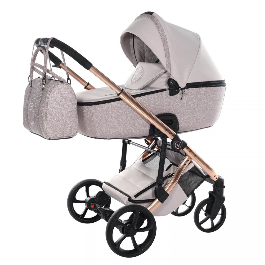 Junama Glitter V3 Kombi-Kinderwagen Set Pink