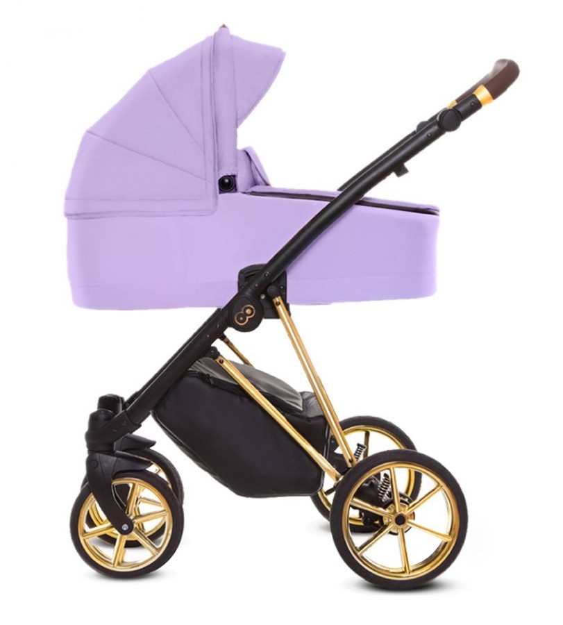 Babyactive Musse Ultra Kombi-Kinderwagen | 2 in 1 (Babywanne + Buggy) | 3 in 1 mit Babyschale (Autositz) | 4 in 1 mit Babyschale und Isofix Station | Flieder | Rahmenfarbe: Gold