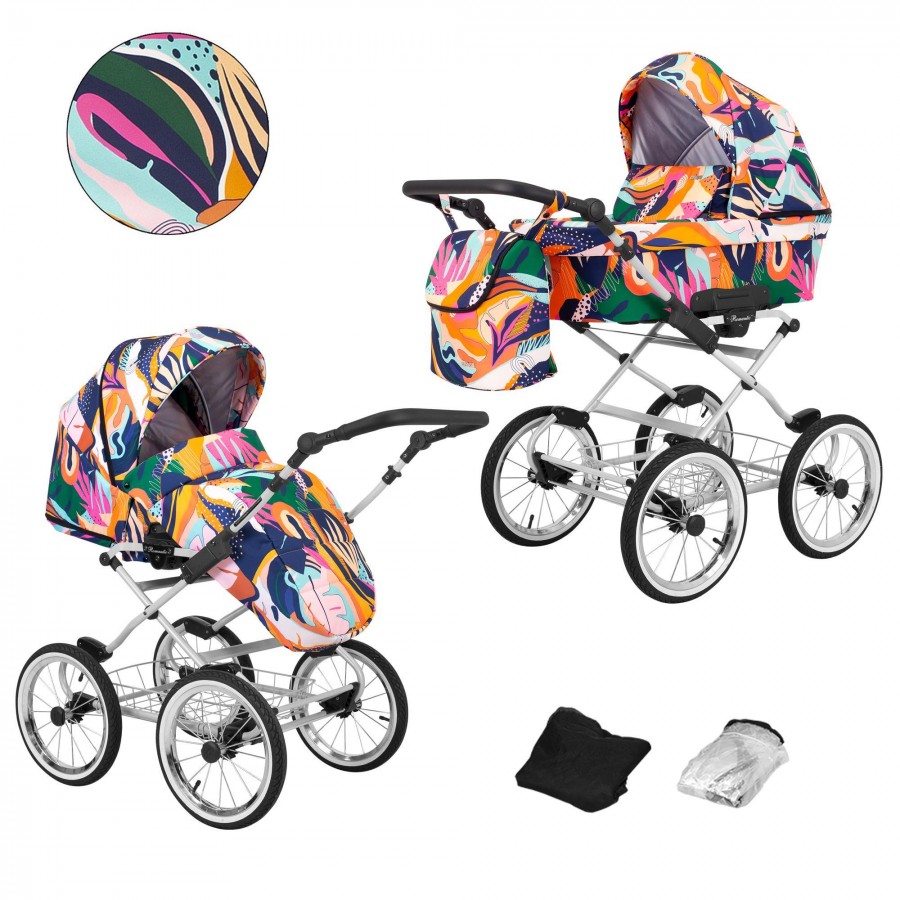 Kinderwagen Kunert Romantic Silber | Bunt | 2 in 1 (Babywanne + Buggy)