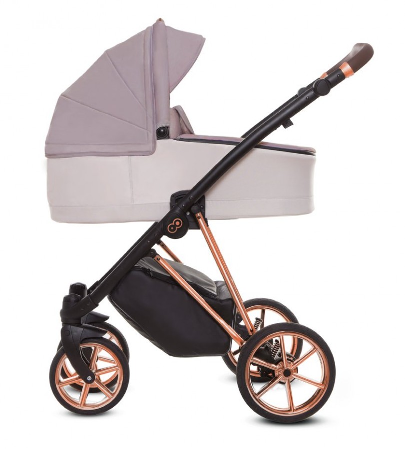 Babyactive Musse Ultra Kombi-Kinderwagen | 2 in 1 (Babywanne + Buggy) | 3 in 1 mit Babyschale (Autositz) | 4 in 1 mit Babyschale und Isofix Station | Pastell | Rahmenfarbe: Roségold