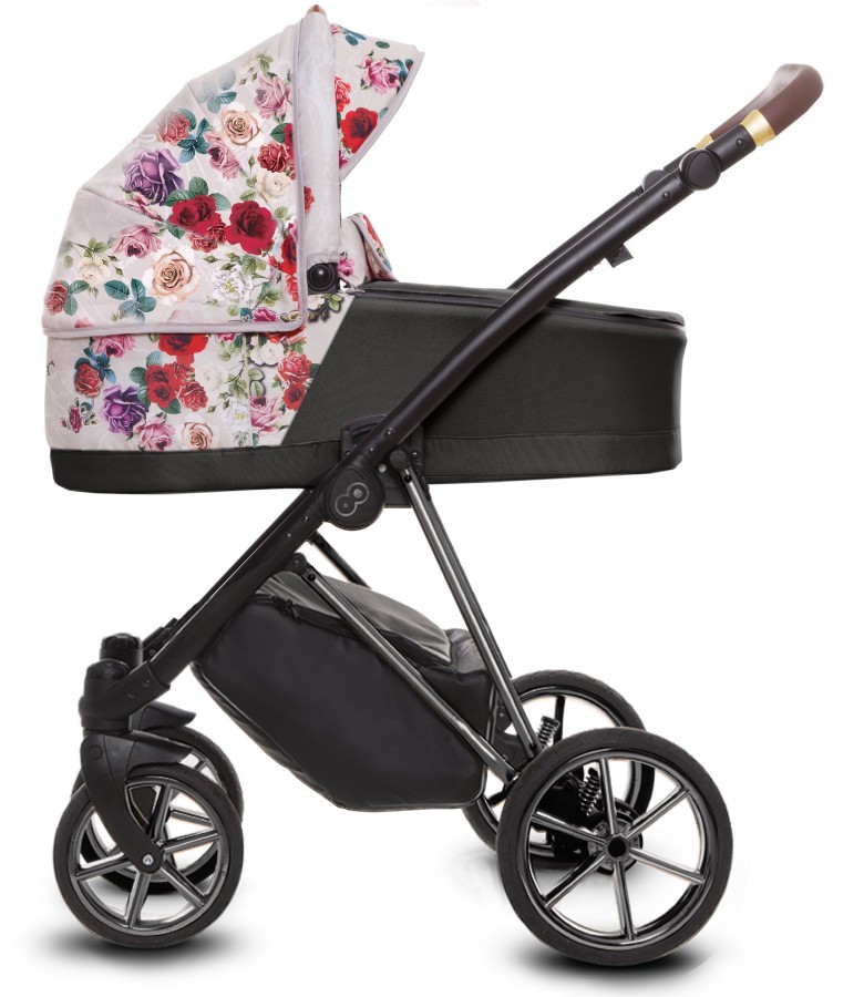 Babyactive Musse Rose Kombi-Kinderwagen | 2 in 1 (Babywanne + Buggy) | 3 in 1 mit Babyschale (Autositz) | 4 in 1 mit Babyschale und Isofix Station | Helle Dunkle Rose | Rahmenfarbe: Chrom