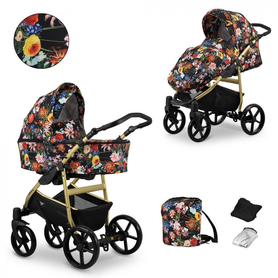 Kinderwagen Kunert Mata Gold | Blumen | 2 in 1 (Babywanne + Buggy)
