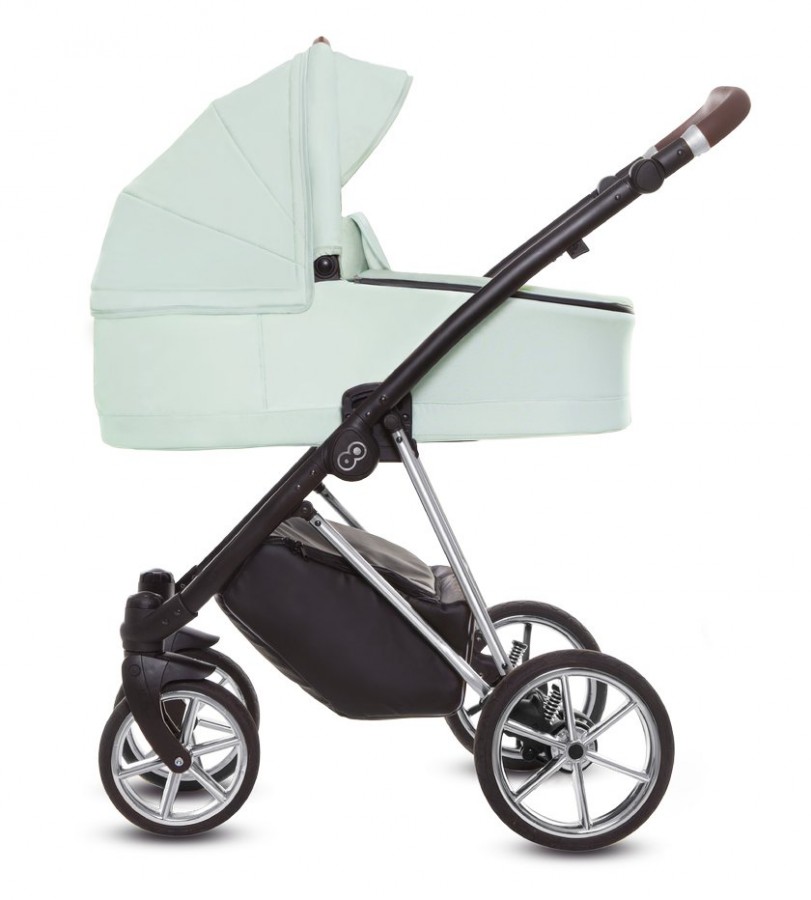 Babyactive Musse Ultra Kombi-Kinderwagen | 2 in 1 (Babywanne + Buggy) | 3 in 1 mit Babyschale (Autositz) | 4 in 1 mit Babyschale und Isofix Station | Minze | Rahmenfarbe: Silber