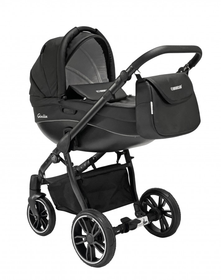 Babyactive Giulia Kombi-Kinderwagen | 2 in 1 (Babywanne + Buggy) | 3 in 1 mit Babyschale (Autositz) | 4 in 1 mit Babyschale und Isofix Station | Schwarz