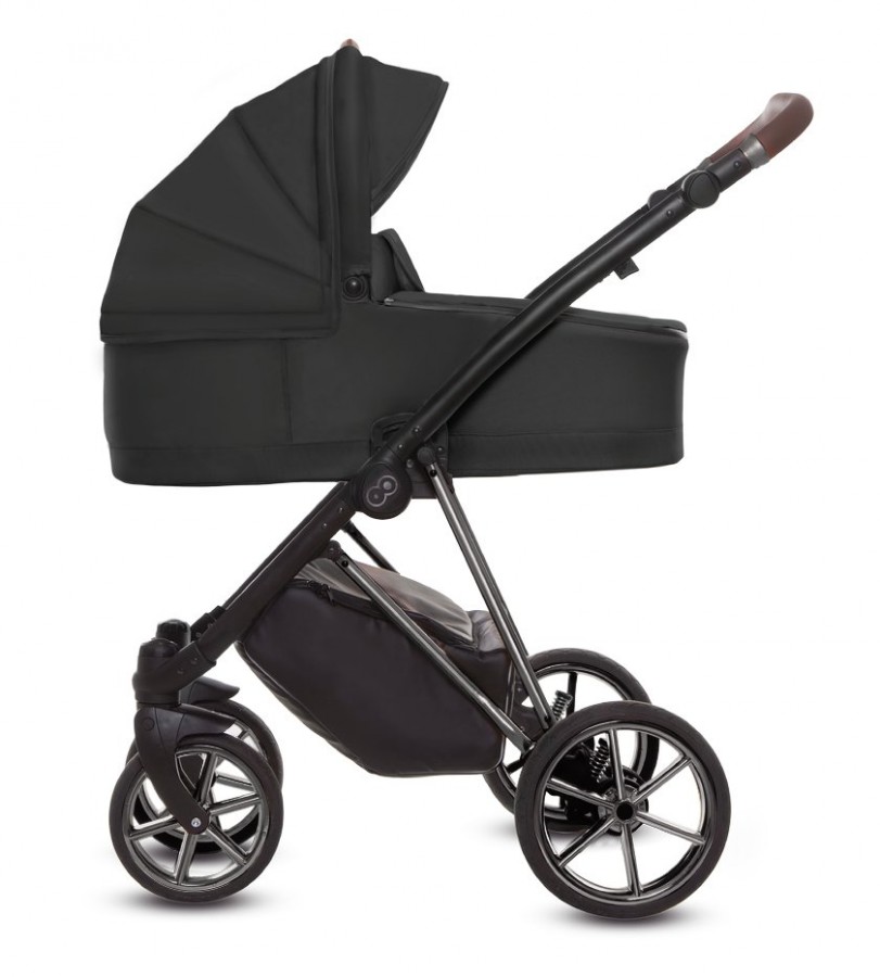 Babyactive Musse Ultra Kombi-Kinderwagen | 2 in 1 (Babywanne + Buggy) | 3 in 1 mit Babyschale (Autositz) | 4 in 1 mit Babyschale und Isofix Station | Schwarz | Rahmenfarbe: Chrom