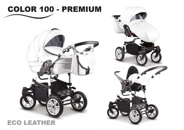 Mikado City Premium Kombi-Kinderwagen Eko Leder