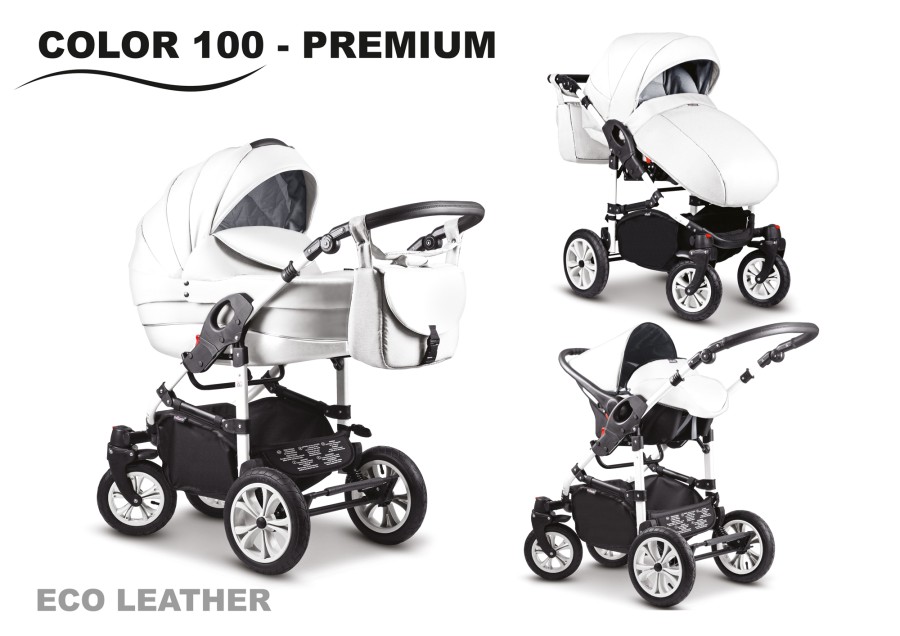 Mikado City Premium Kombi-Kinderwagen Eko Leder
